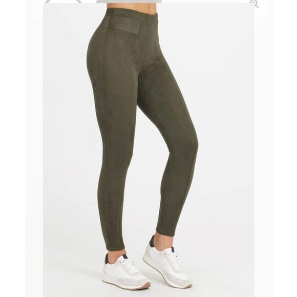 New Spanx Faux Suede Leggings Olive Women’s‎ Size M - Picture 1 of 10